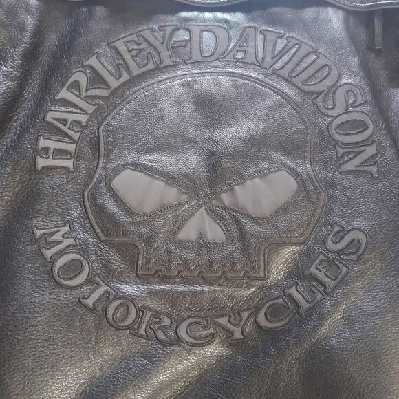 Mens Harley Davidson 3 in 1 reflective Willie G Skull Leather Jacket - Picture 1 of 14